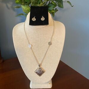 Elegant Silver Necklace and Earring Set